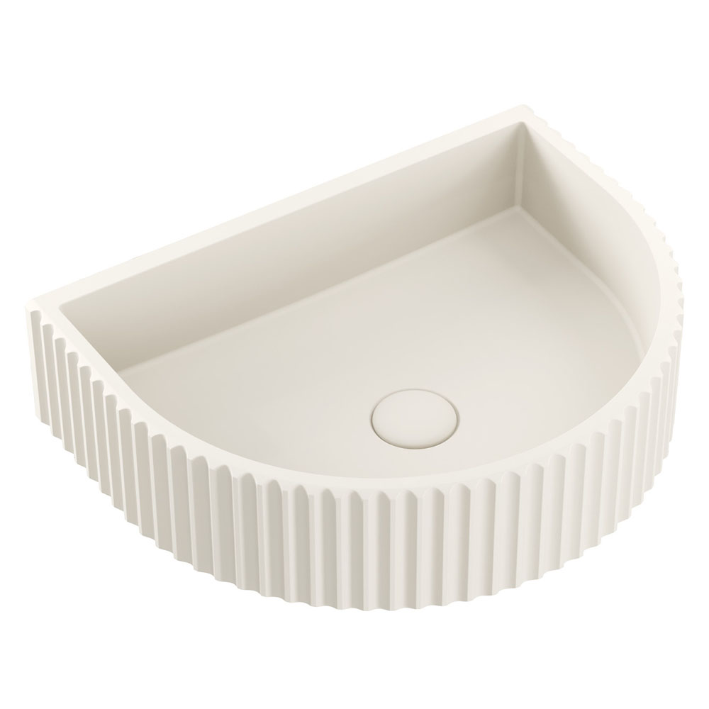 VALENTINA Fluted Arch Concrete Wall Basin, Warm White