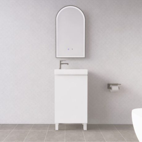Mini Vanity Floor Mount with Single Bowl Vanity Top, Gloss White 0450mm