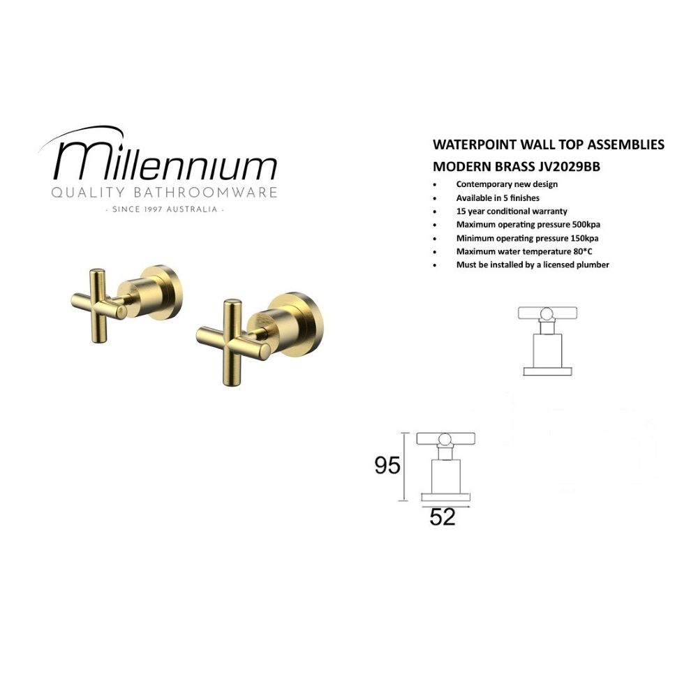 Waterpoint Modern Brass Wall Top Assemblies, Brushed Gold - Image 2