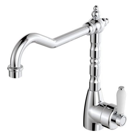 ELEANOR Shepherds Crook Sink Mixer, Chrome / Ceramic