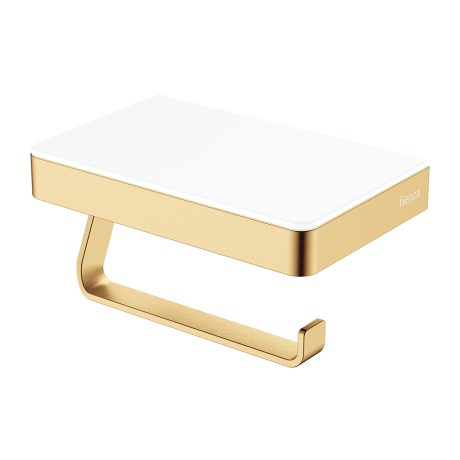 TONO Toilet Roll Holder with Glass Shelf, Urban Brass