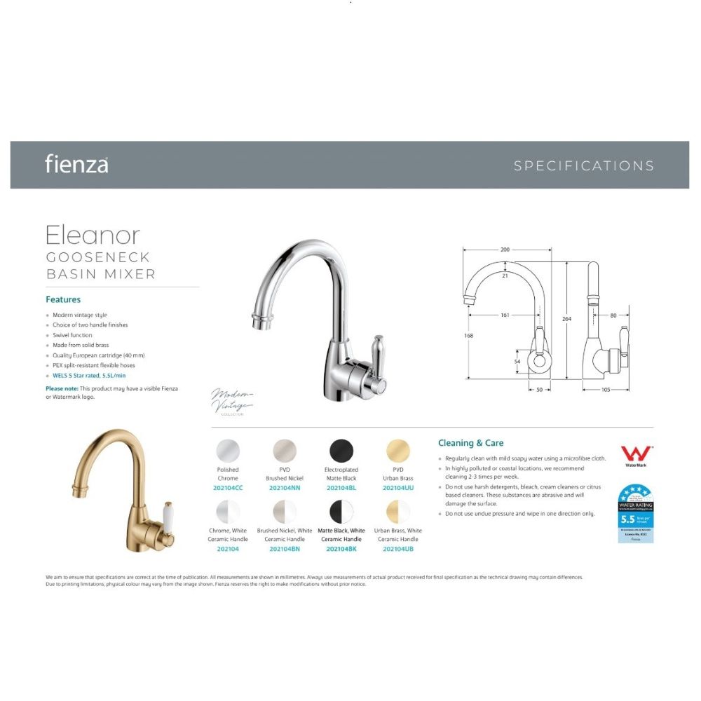 ELEANOR Gooseneck Basin Mixer, Chrome / Chrome - Image 2