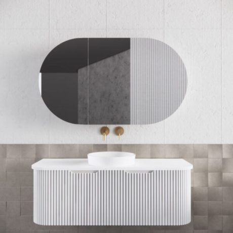 Oval Mirror Cabinet 1200 x 0700mm, Matte White