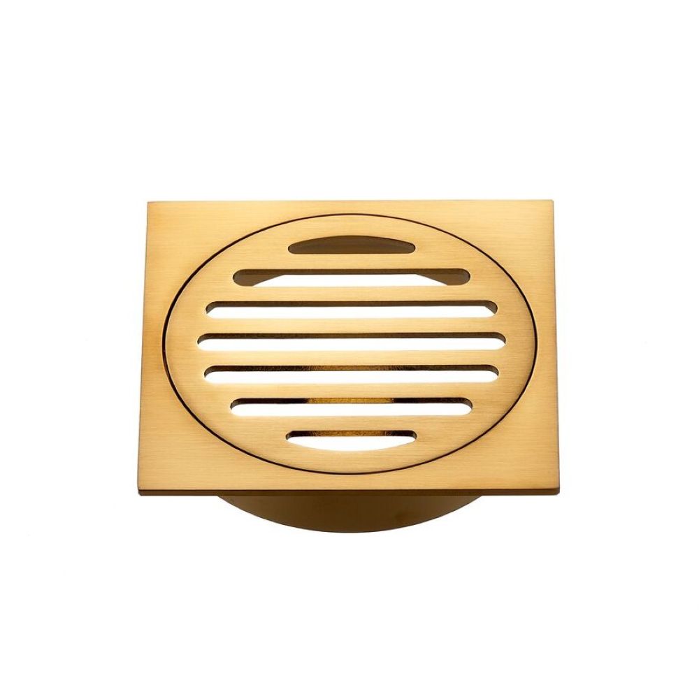FGRATE Square Floor Grate, Brushed Gold 100mm