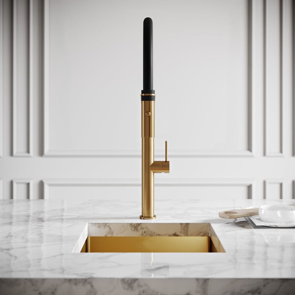 KAYA Pull Down Sink Mixer, Urban Brass - Image 5