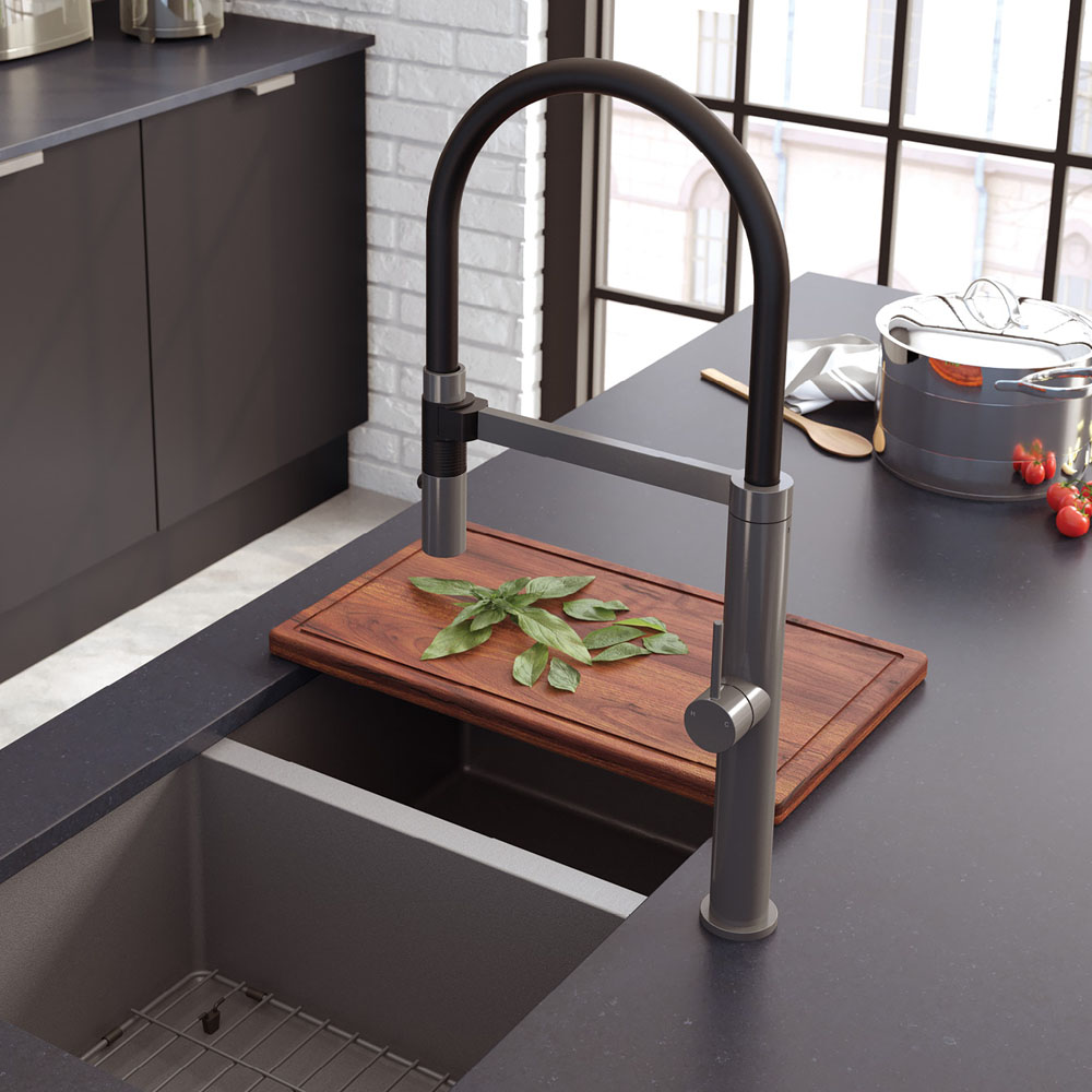 KAYA Pull Down Sink Mixer, Gun Metal - Image 3