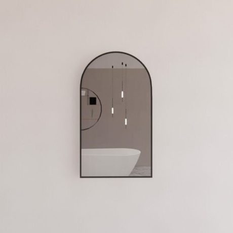 Framed Arch Mirror, Wall Mounted 800 x 450mm, Matte Black