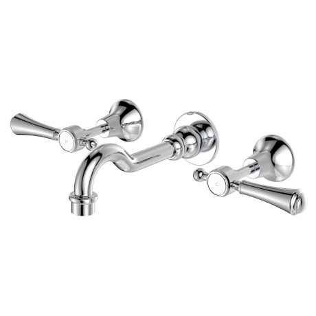 LILLIAN Lever Basin/Bath 3 Piece Wall Set, Chrome