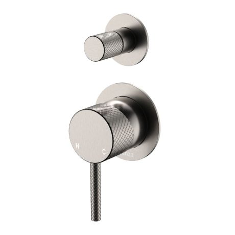 AXLE Wall Diverter Mixer, Small Round Plates, Brushed Nickel