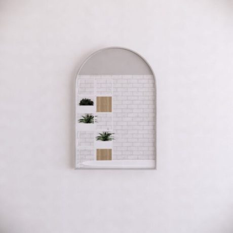 Framed Arch Mirror, Wall Mounted 900 x 600mm, Brushed Nickel