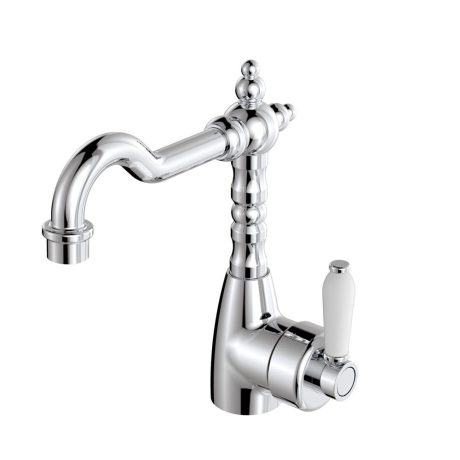 ELEANOR Shepherds Crook Basin Mixer in Chrome / Ceramic