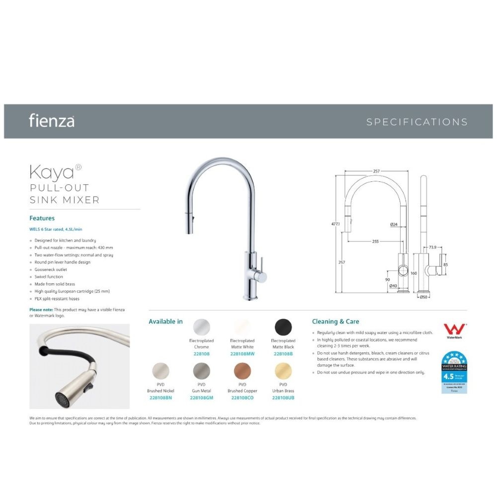 KAYA Pull Out Sink Mixer, Brushed Nicklel - Image 2