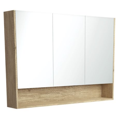 Mirror Cabinet with Display Shelf, Scandi Oak 1200mm