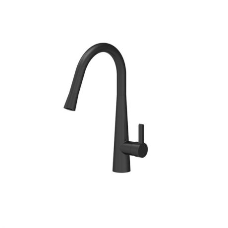 KUCHENDESIGNER Pull-Out Gooseneck Kitchen Mixer, Matte Black