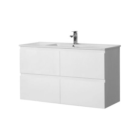 RIVA Wall Hung 4 Drawers Single Basin Cabinet Only, Gloss White 1200mm