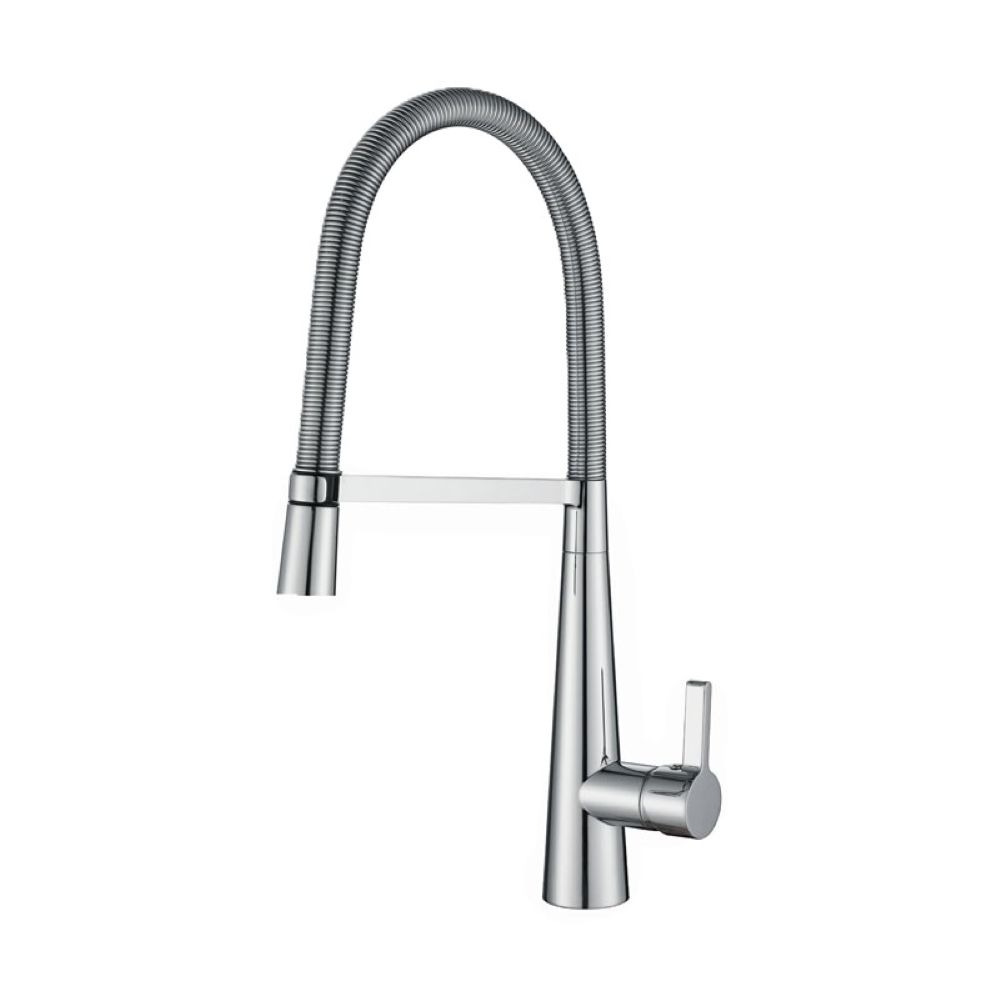 KUCHENDESIGNER Pull-Out Gooseneck Kitchen Mixer, Chrome