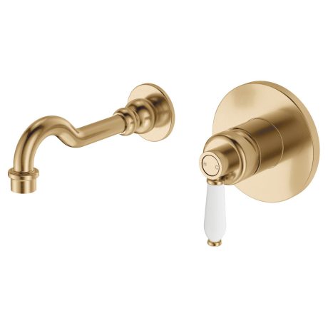ELEANOR Wall Basin/Bath Mixer Set, Urban Brass / Ceramic