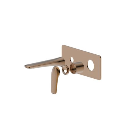 BERLIN SQ Wall Basin/Bath Mixer with Spout Trim Kit, Brushed Bronze