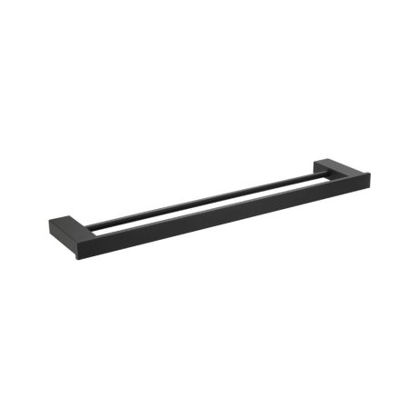 Kara Double Towel Rail, Matte Black 600mm