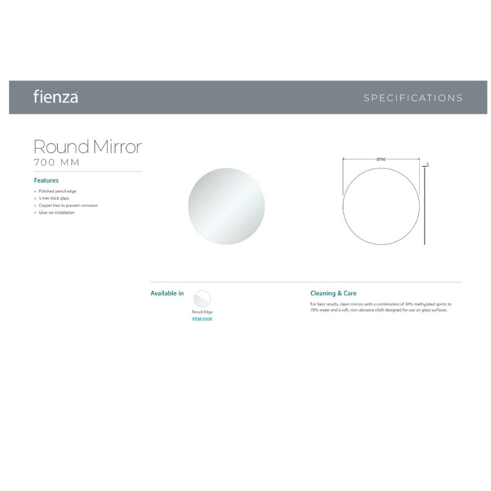 Pencil Edge Round Mirror 0700mm - Image 2