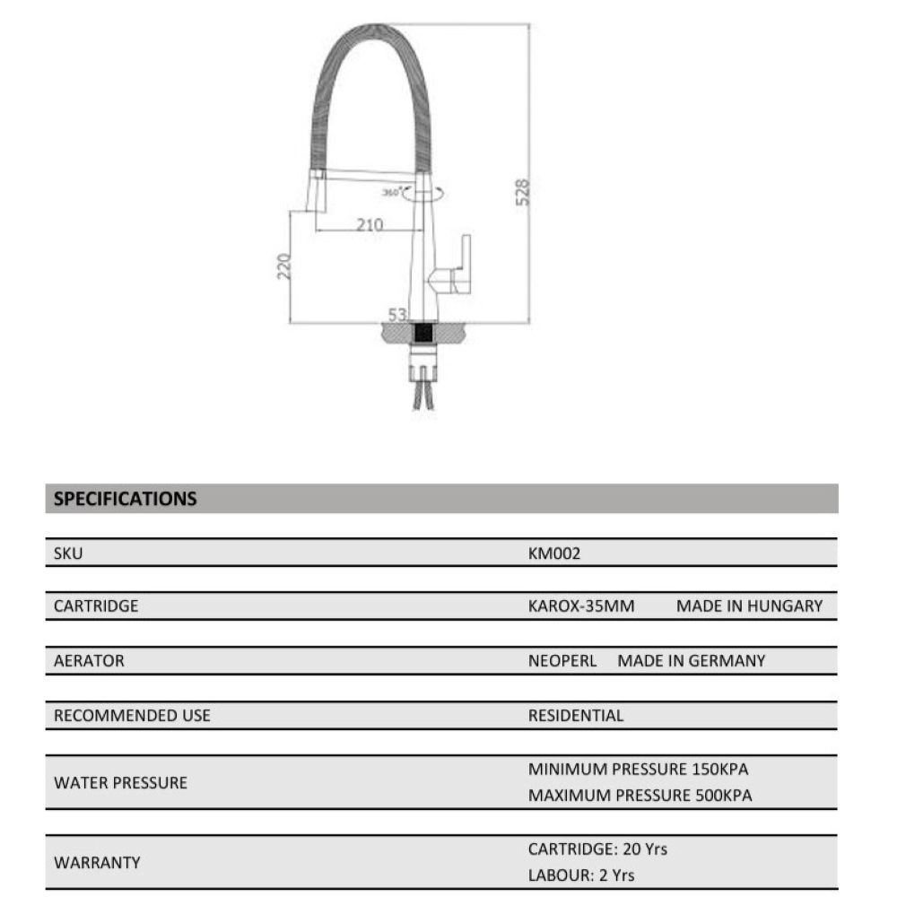 KUCHENDESIGNER Pull-Out Gooseneck Kitchen Mixer, Chrome - Image 2