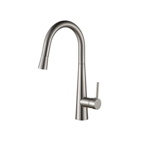 KUCHENDESIGNER Pull-Out Gooseneck Kitchen Mixer, Brushed Nickel