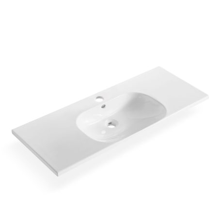 Moulded Curved Ceramic Top with Taphole & Overflow, Single Basin Gloss White 1200mm