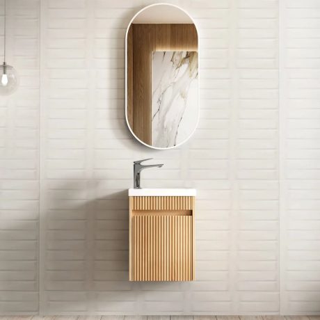 Mini Ensuite Fluted Vanity Fluted, Woodland Oak 0400mm