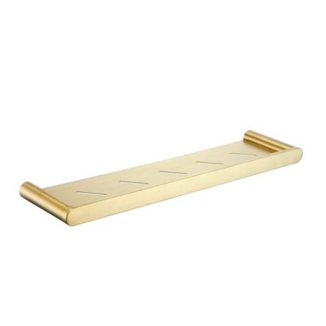 SS RUND Metal Shower Shelf, Brushed Gold