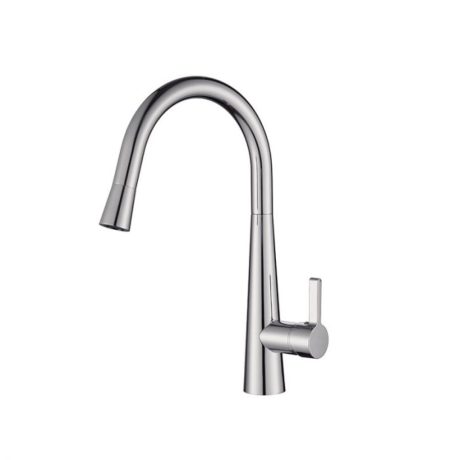 KUCHENDESIGNER Pull-Out Gooseneck Kitchen Mixer, Chrome