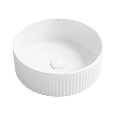 OXFORD Round French Fluted Basin, Gloss White 395x395x120mm