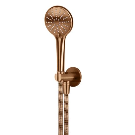 Round Three Function Hand Shower on Fixed Bracket, PVD Lustre Bronze