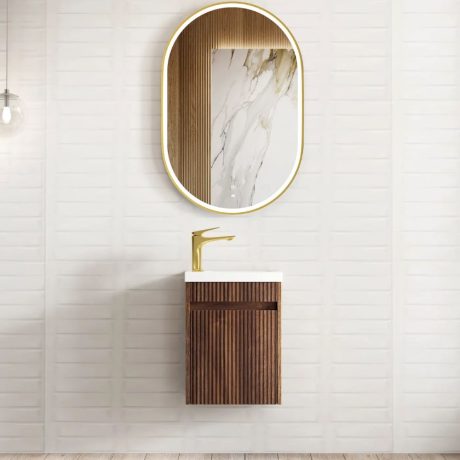 Mini Ensuite Fluted Vanity Fluted, Sable Walnut 0400mm