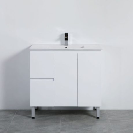 ver900 l waterproof slimline vanity with ceramic top, gloss white