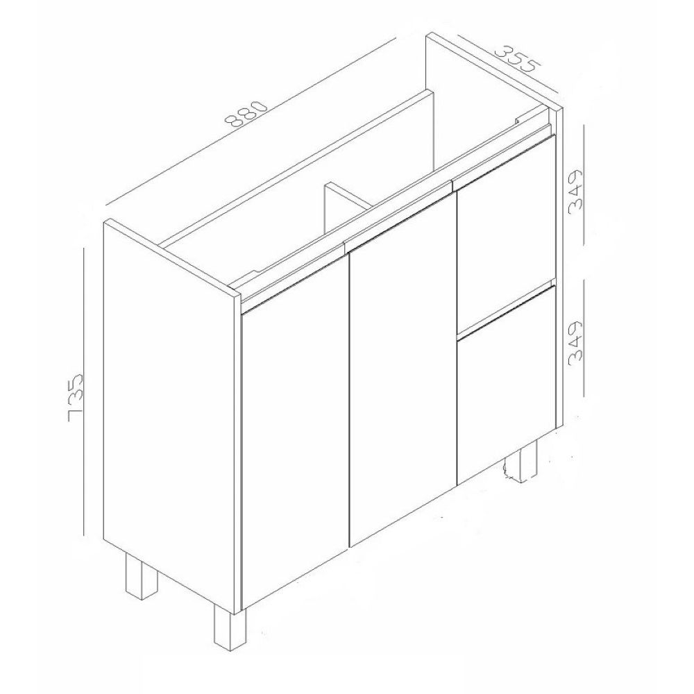 ver900 l waterproof slimline vanity with ceramic top, gloss white