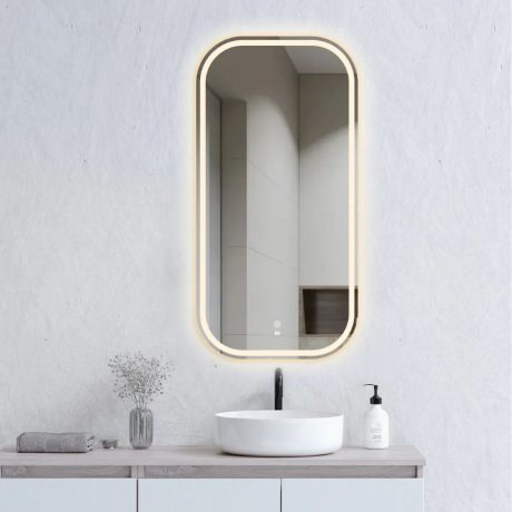 newport led stadium frameless mirror, 0900 x 0450mm