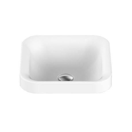 semi insert solid surface basin 370 x 370, gloss white