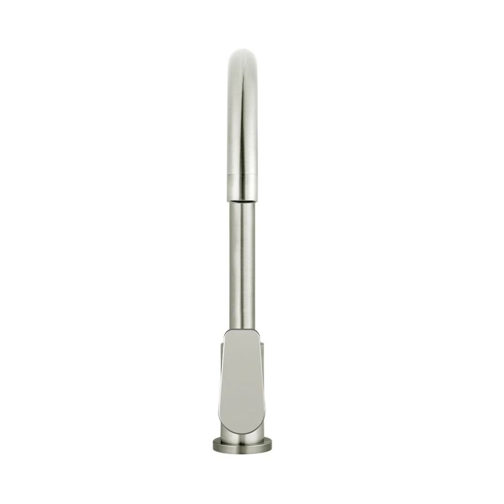 Round Gooseneck Kitchen Mixer Tap with Paddle Handle, Brushed Nickel - Image 2
