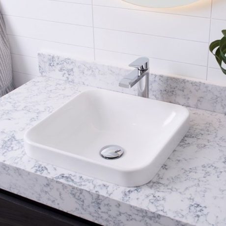 semi insert solid surface basin 370 x 370, gloss white