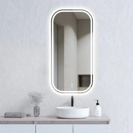 newport led stadium frameless mirror, 0900 x 0450mm