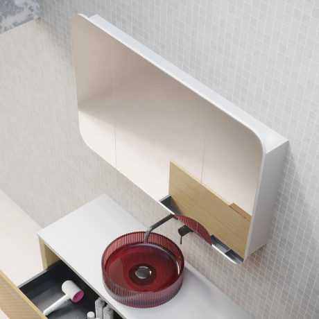 rec shaving cabinet, matte white 1200x750mm