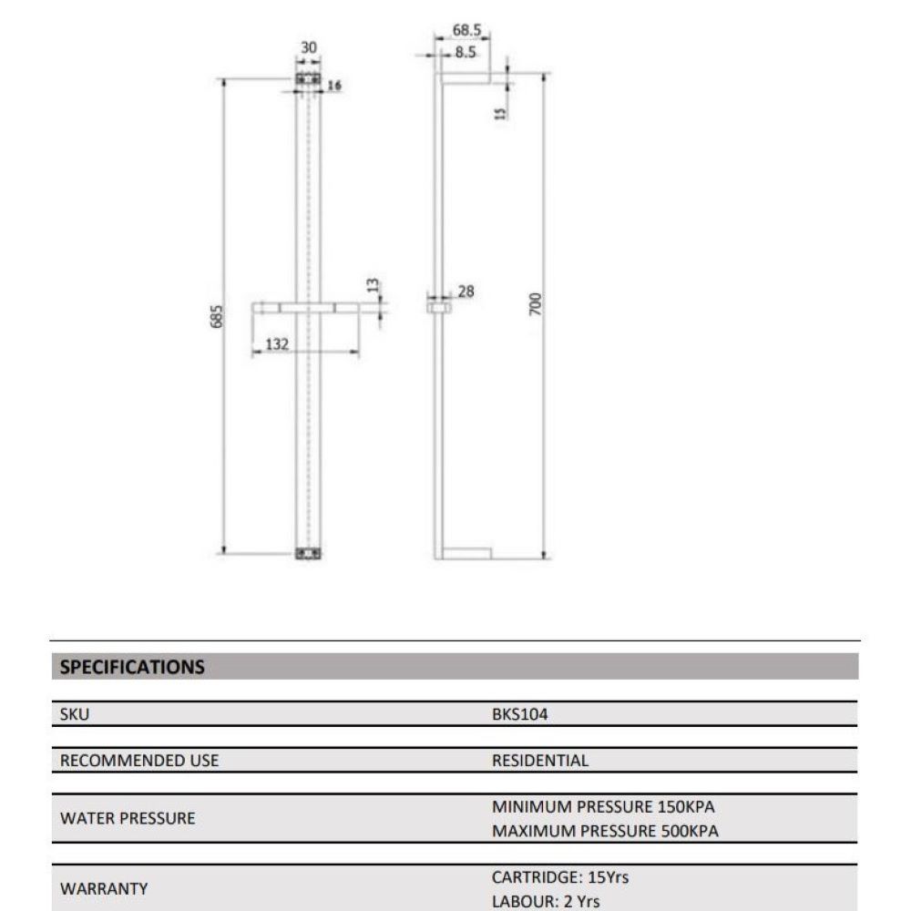 handel eckig square multifunction sliding shower on rail, gun metal