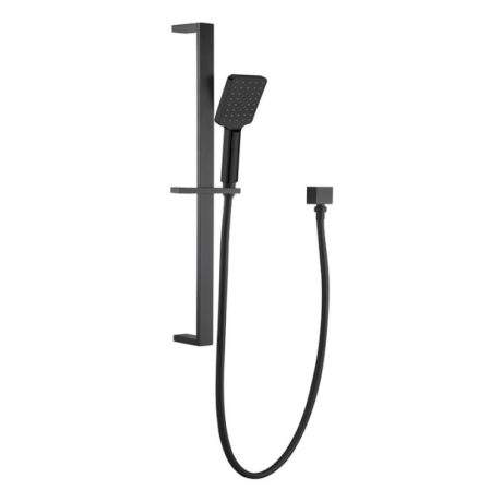 handel eckig square multifunction sliding shower on rail, matte black