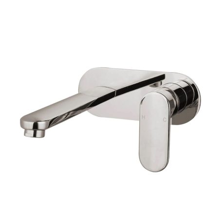 oval wall bath/ basin mixer with spout, brushed nickel