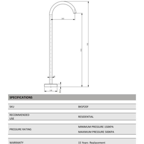 rund round floor bath spout, chrome