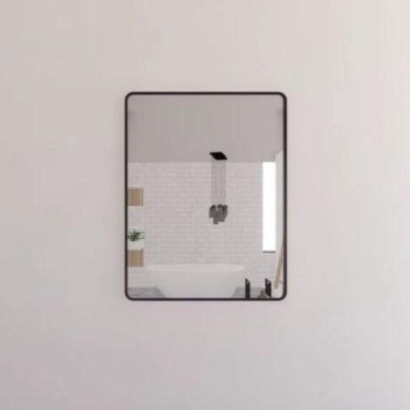 black framed mirror, rectangle square wall mounted 900 x 750mm