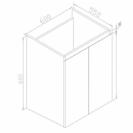 kara laundry wall hung landry cabinet, gloss white 600mm
