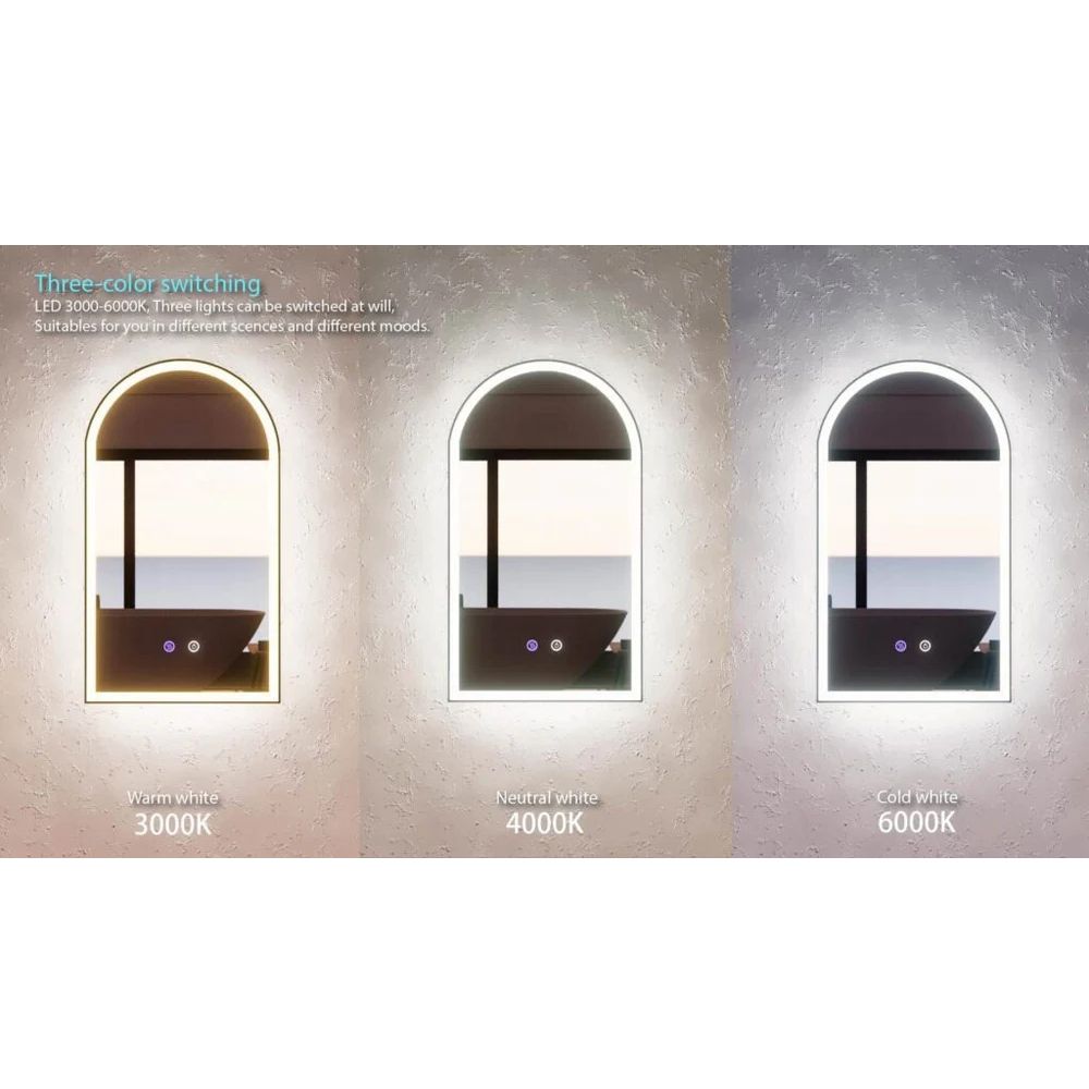 backlit rectangle square led mirror, with defogging 1200 x 800mm