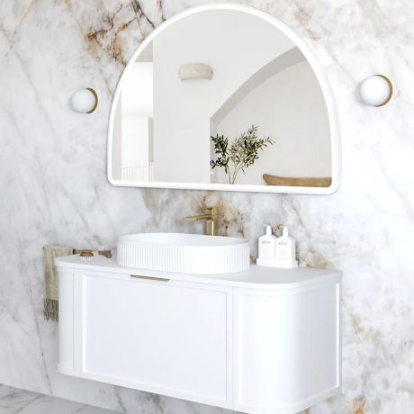moonlight led archie metal frame mirror, white 800(h)x1200(w)