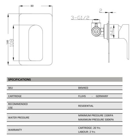 luxus shower mixer, chrome